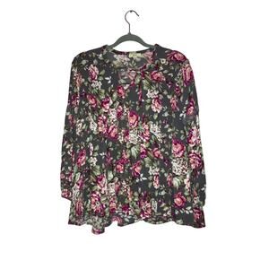 Kori Floral Boho Babydoll Blouse Size Medium